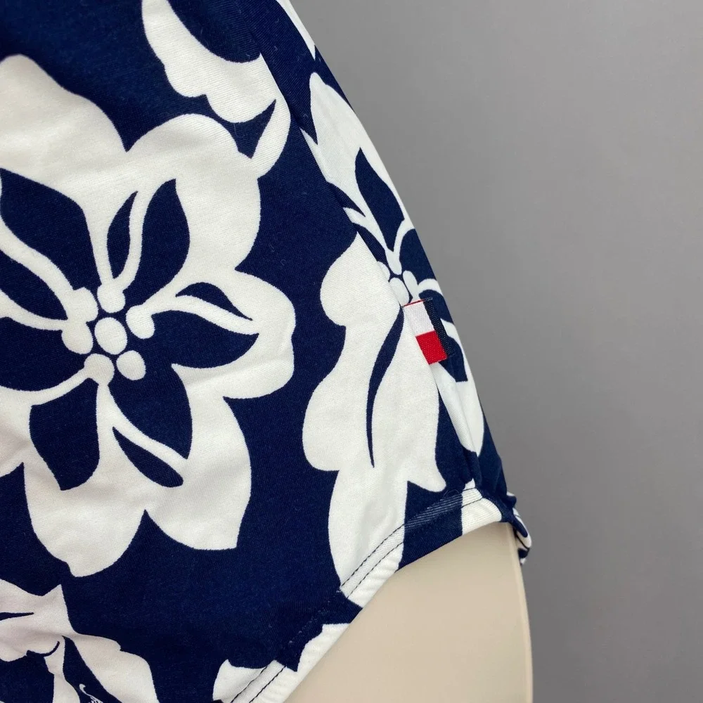 Tommy Hilfiger Floral Halter One Piece Swimsuit Womens 14 Navy White Nautical
